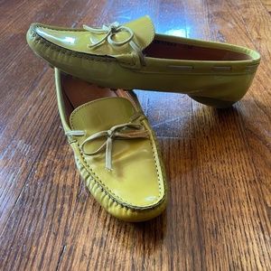 Salvatore Ferragamo Chartreuse Patent Leather Loafers